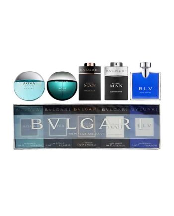 Collectible Miniatures (Special Travel Edition) for Men (5pcs) - Aqva Marine, edT 5ml, Aqva, edT 5ml, Man in Black, edP 5ml, Man in Black Colonge, edT 5ml, BLV, edT 5ml) by Bvlgari