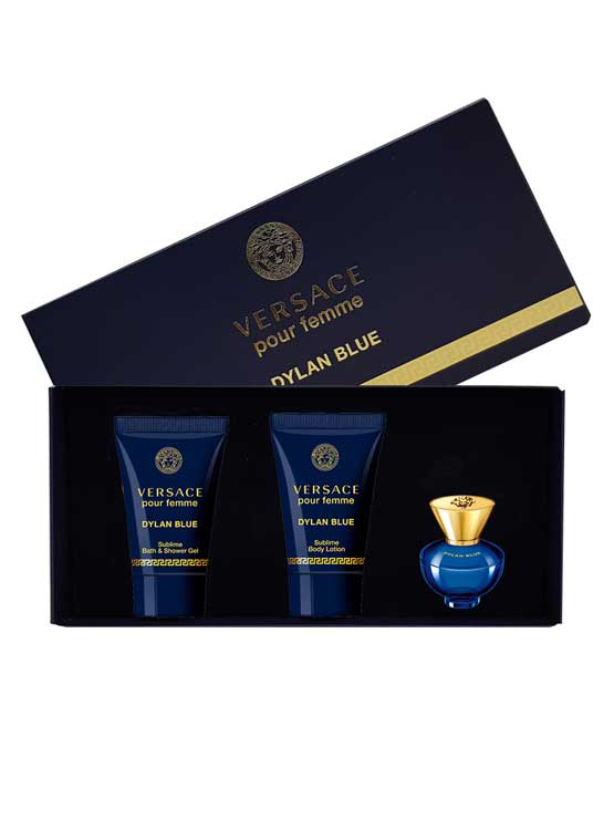 Dylan Blue Miniature Gift Set for Women (edP 5ml + Sublime Bath and Shower Gel 25ml + Sublime Body Lotion 25ml) by Versace