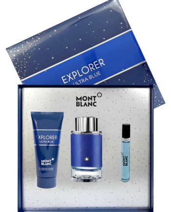 Explorer Ultra Blue pour Homme Gift Set for Men (edP 100ml + edP 7.5ml + Shower Gel 100ml) by Mont Blanc