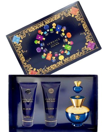 Dylan Blue pour Femme Gift Set for Women (edP 100ml + edP 5ml + Sublime Body Lotion 100ml + Sublime Bath and Shower Gel 100ml) by Versace