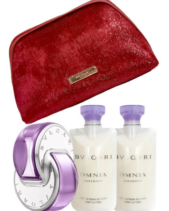 Omnia Amethyste Gift Set for Women (edT 65ml + Body Lotion 2 x 75ml + Beauty Pouch) by Bvlgari