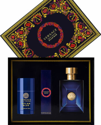Dylan Blue Pour Homme Gift Set for Men (edT 100ml + Travel Spray 10ml + Deodorant Stick 75ml) by Versace